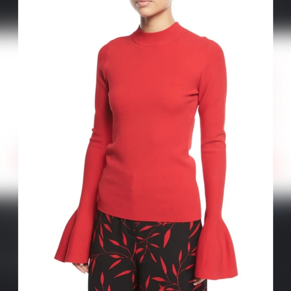 Diane Von Furstenberg Red Flared Sleeve Top
